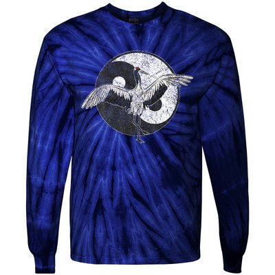 Tai Chi Crane Chinese Martial Arts Yin Yang Tie-Dye Long Sleeve Shirt