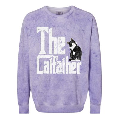 The Catfather Cat Father Mafia Funny Parody Fathers Day Colorblast Crewneck Sweatshirt