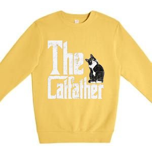 The Catfather Cat Father Mafia Funny Parody Fathers Day Premium Crewneck Sweatshirt