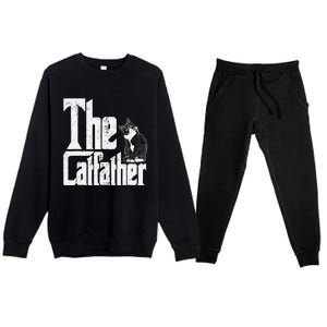 The Catfather Cat Father Mafia Funny Parody Fathers Day Premium Crewneck Sweatsuit Set