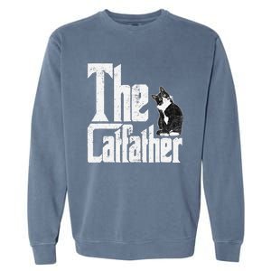 The Catfather Cat Father Mafia Funny Parody Fathers Day Garment-Dyed Sweatshirt