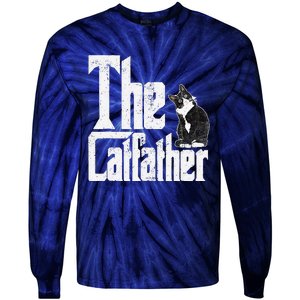 The Catfather Cat Father Mafia Funny Parody Fathers Day Tie-Dye Long Sleeve Shirt