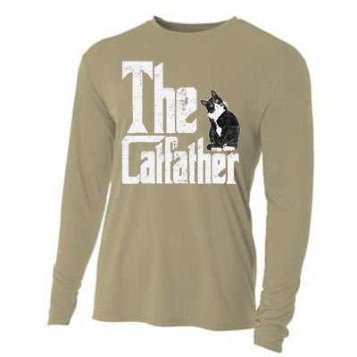 The Catfather Cat Father Mafia Funny Parody Fathers Day Cooling Performance Long Sleeve Crew