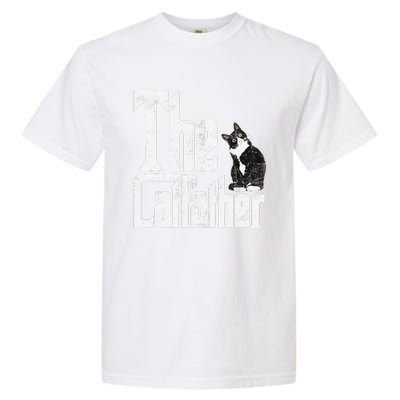 The Catfather Cat Father Mafia Funny Parody Fathers Day Garment-Dyed Heavyweight T-Shirt