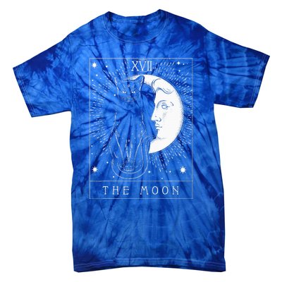 Tarot Card Crescent Moon And Cat Tie-Dye T-Shirt