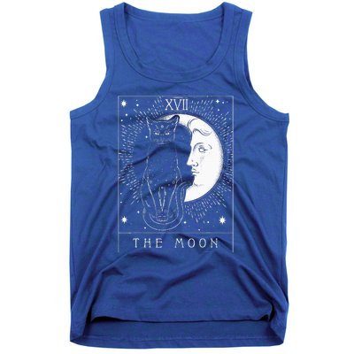 Tarot Card Crescent Moon And Cat Tank Top