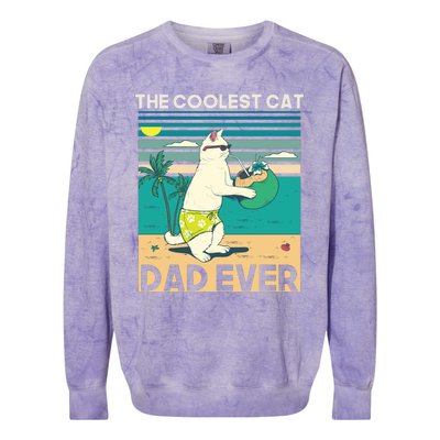 The Coolest Cat Dad Ever Colorblast Crewneck Sweatshirt