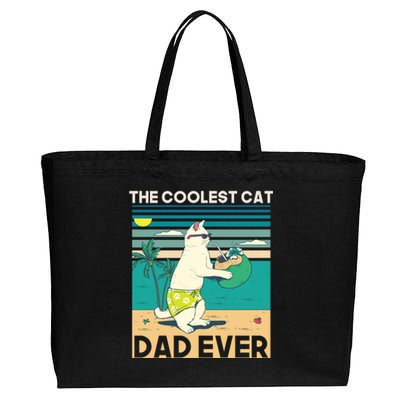 The Coolest Cat Dad Ever Cotton Canvas Jumbo Tote