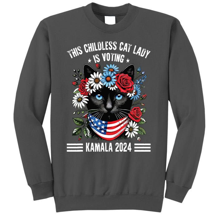 This Childless Cat Lady Ladies Is Voting Kamala 2024 Tall Sweatshirt