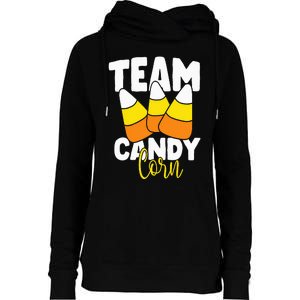 Team Candy Corn Halloween Costume Funny Womens Funnel Neck Pullover Hood