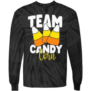 Team Candy Corn Halloween Costume Funny Tie-Dye Long Sleeve Shirt