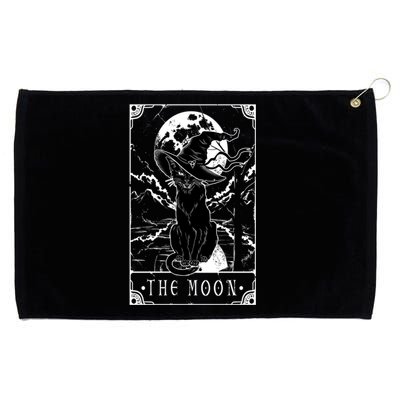 Tarot Card Crescent Moon And Black Cat Witch Hat Halloween Gift Grommeted Golf Towel