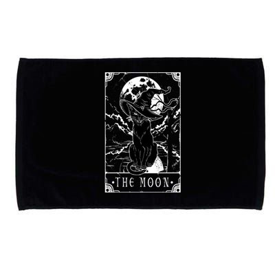 Tarot Card Crescent Moon And Black Cat Witch Hat Halloween Gift Microfiber Hand Towel