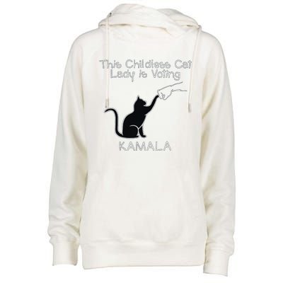 This Childless Cat Lady Is Voting Kamala Womens Funnel Neck Pullover Hood