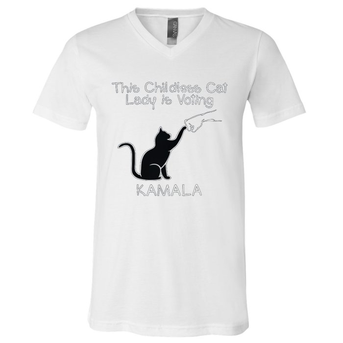 This Childless Cat Lady Is Voting Kamala V-Neck T-Shirt