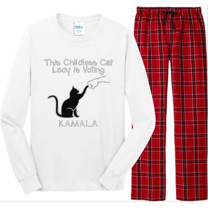 This Childless Cat Lady Is Voting Kamala Long Sleeve Pajama Set