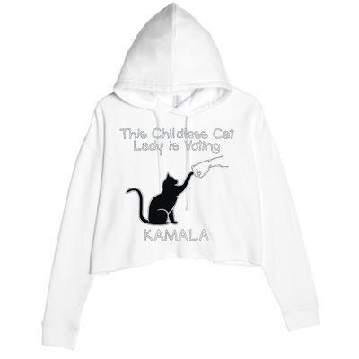 This Childless Cat Lady Is Voting Kamala Crop Fleece Hoodie