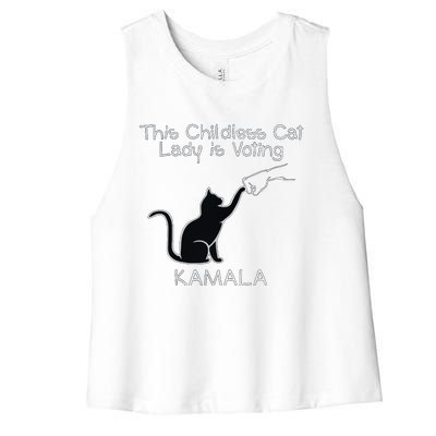 This Childless Cat Lady Is Voting Kamala Women's Racerback Cropped Tank