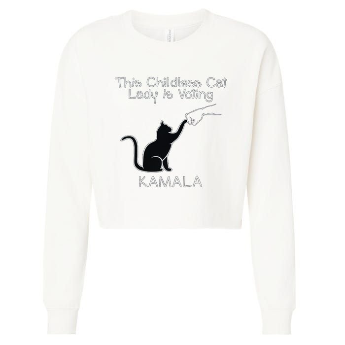 This Childless Cat Lady Is Voting Kamala Cropped Pullover Crew