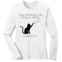 This Childless Cat Lady Is Voting Kamala Ladies Long Sleeve Shirt