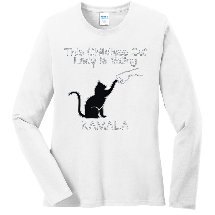 This Childless Cat Lady Is Voting Kamala Ladies Long Sleeve Shirt