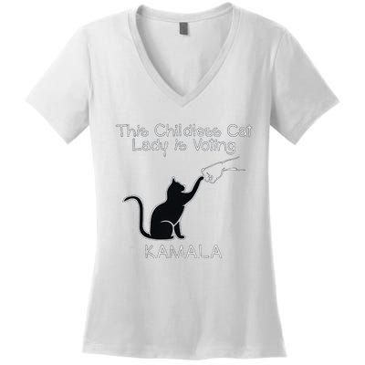 This Childless Cat Lady Is Voting Kamala Women's V-Neck T-Shirt