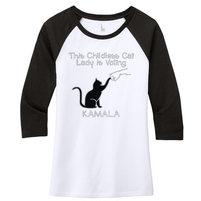 This Childless Cat Lady Is Voting Kamala Women's Tri-Blend 3/4-Sleeve Raglan Shirt