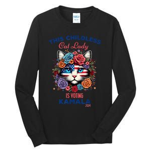 This Childless Cat Lady Ladies Is Voting For Kamalaharris Tall Long Sleeve T-Shirt