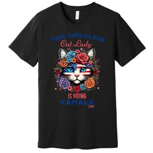 This Childless Cat Lady Ladies Is Voting For Kamalaharris Premium T-Shirt