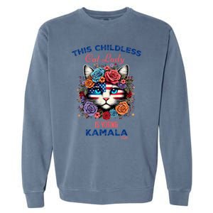 This Childless Cat Lady Ladies Is Voting For Kamalaharris Garment-Dyed Sweatshirt