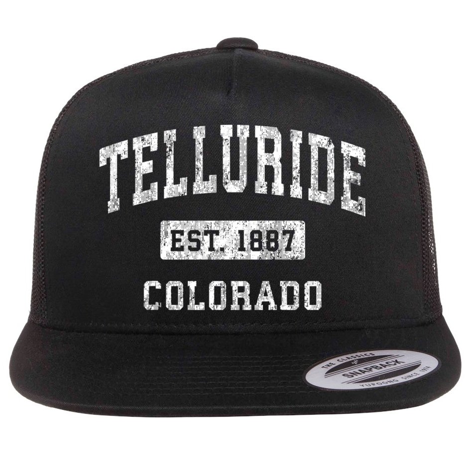 Telluride Colorado Co Vintage Established Sports Flat Bill Trucker Hat