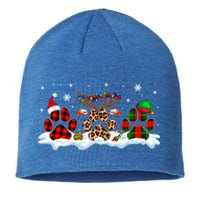 Three Christmas Colorful Santa Reindeer Elf Dog Paws Lover Great Gift Sustainable Beanie