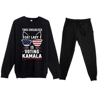 This Childless Cat Lady Is Voting Kamala Harris 2024 Premium Crewneck Sweatsuit Set