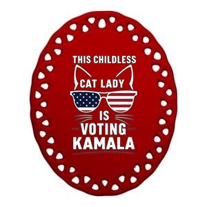 This Childless Cat Lady Is Voting Kamala Harris 2024 Ceramic Oval Ornament