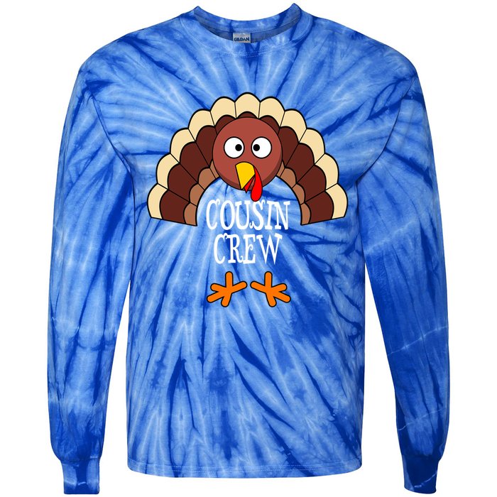 Thanksgiving Cousin Crew Turkey Group Matching Family Cute Gift Tie-Dye Long Sleeve Shirt