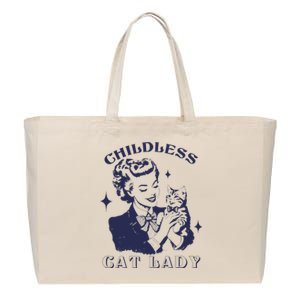 This Childless Cat Lady Ladies Is Voting Retro 2024 Election Vote Cotton Canvas Jumbo Tote