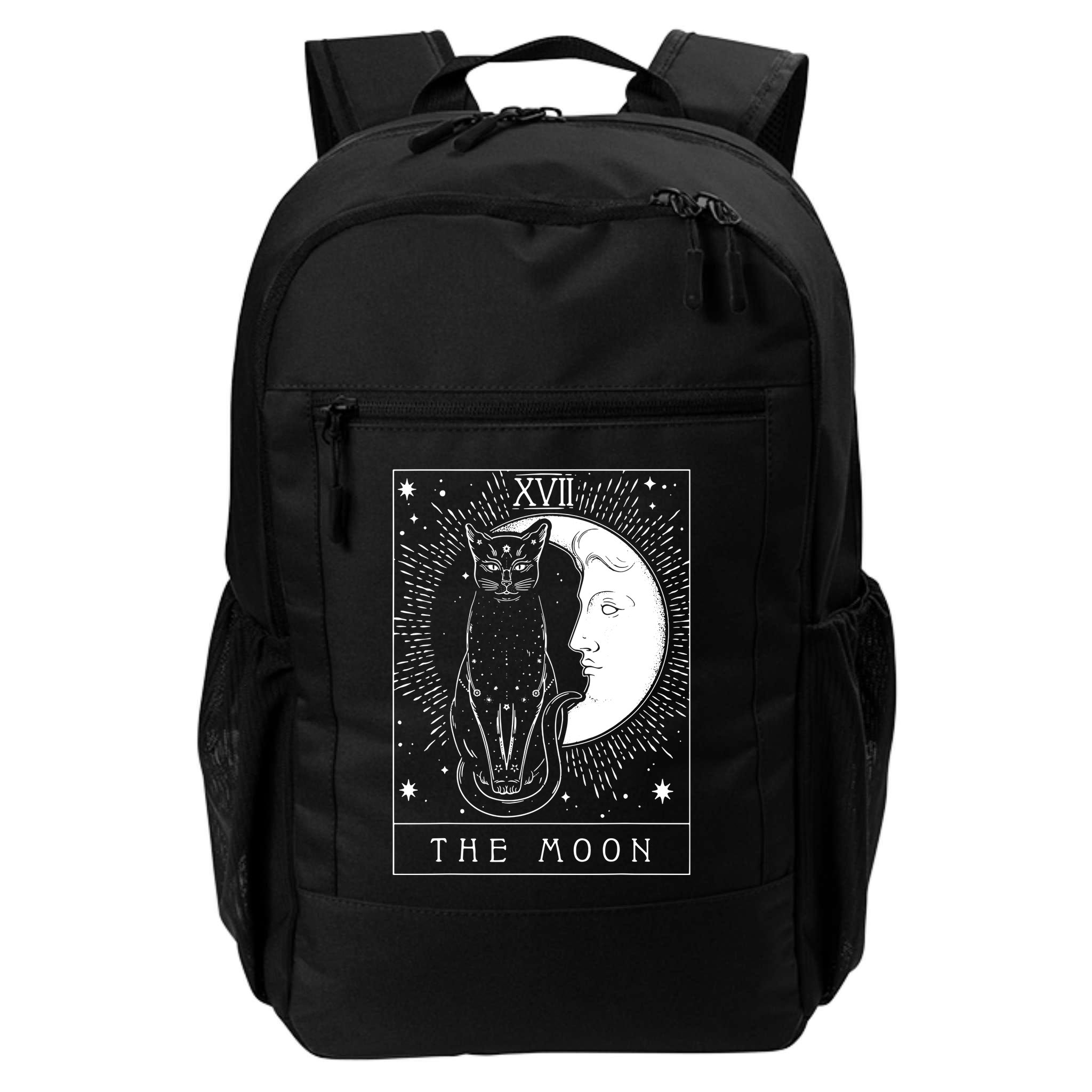 Tarot Card Crescent Moon And Cat Graphic Backpack