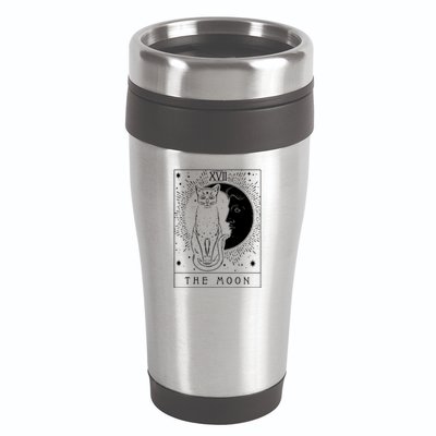 Tarot Card Crescent Moon And Cat Graphic 16oz Travel Tumbler