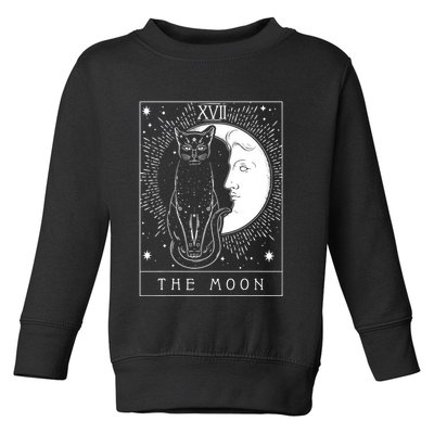 Tarot Card Crescent Moon And Cat Graphic Toddler Sweatshirt