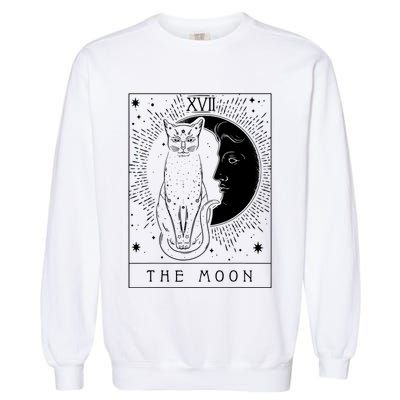 Tarot Card Crescent Moon And Cat Graphic Garment-Dyed Sweatshirt