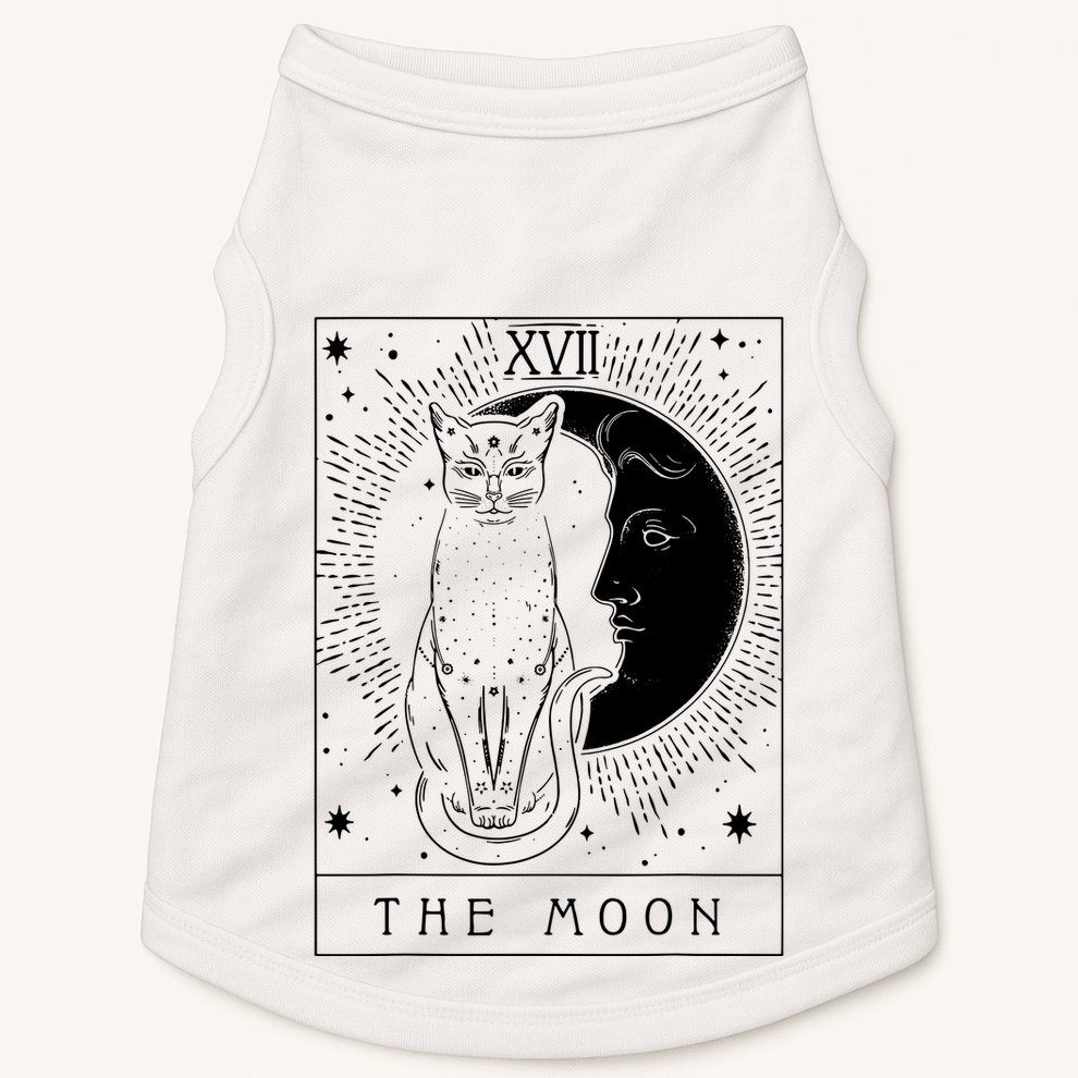 Tarot Card Crescent Moon And Cat Graphic Doggie Tank