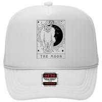 Tarot Card Crescent Moon And Cat Graphic High Crown Mesh Back Trucker Hat