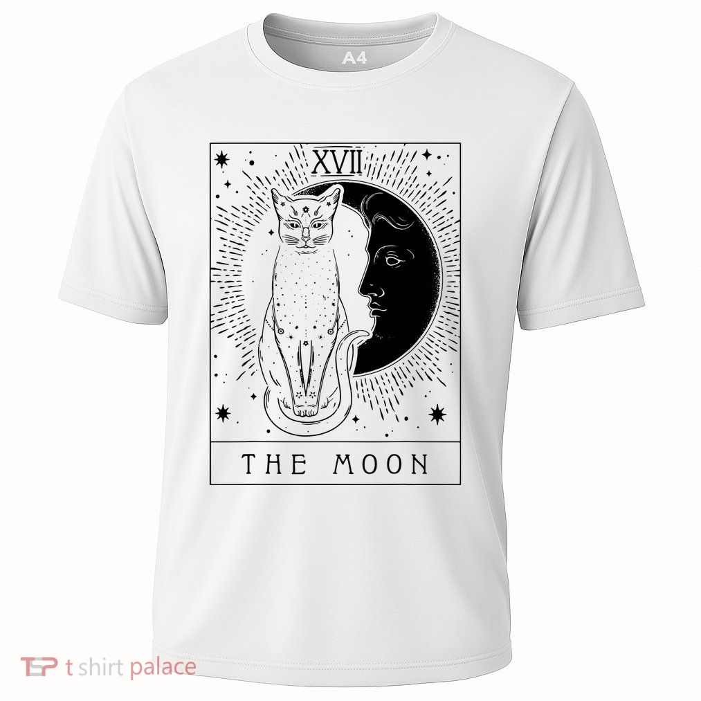 Tarot Card Crescent Moon And Cat Graphic Cooling Performance Crew T-Shirt