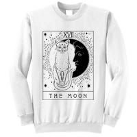 Tarot Card Crescent Moon And Cat Graphic Sweatshirt