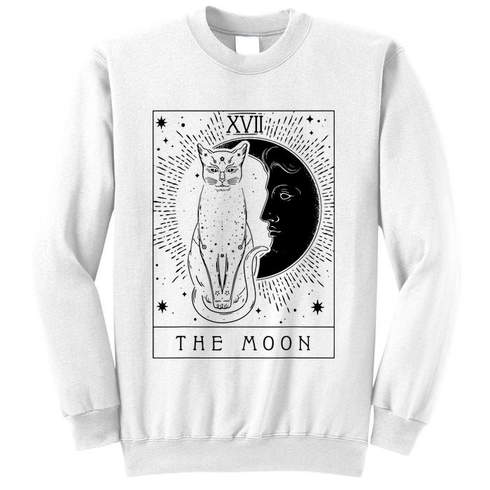 Tarot Card Crescent Moon And Cat Graphic Sweatshirt