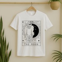 Tarot Card Crescent Moon And Cat Graphic T-Shirt