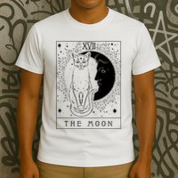 Tarot Card Crescent Moon And Cat Graphic T-Shirt
