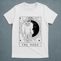 Tarot Card Crescent Moon And Cat Graphic T-Shirt