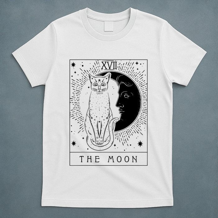 Tarot Card Crescent Moon And Cat Graphic T-Shirt