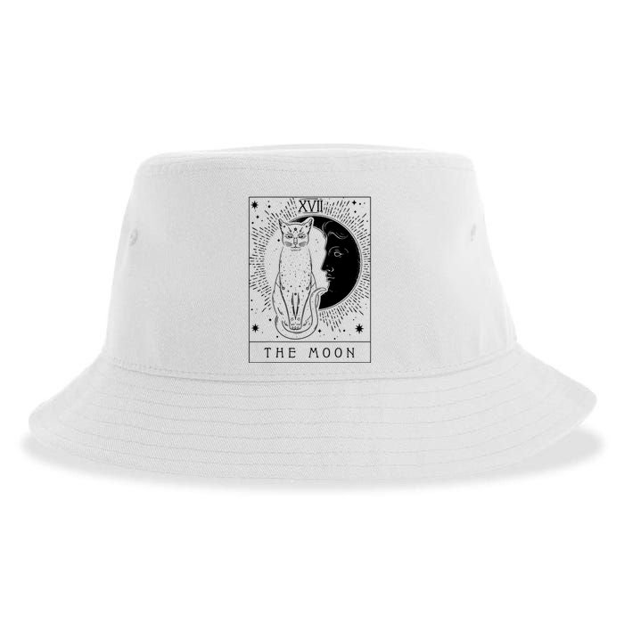 Tarot Card Crescent Moon And Cat Graphic Sustainable Bucket Hat